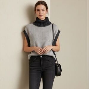 Duffy Cashmere Merino Wool Blend Cowl Neck Sleeveless Knit Duffy Size Small